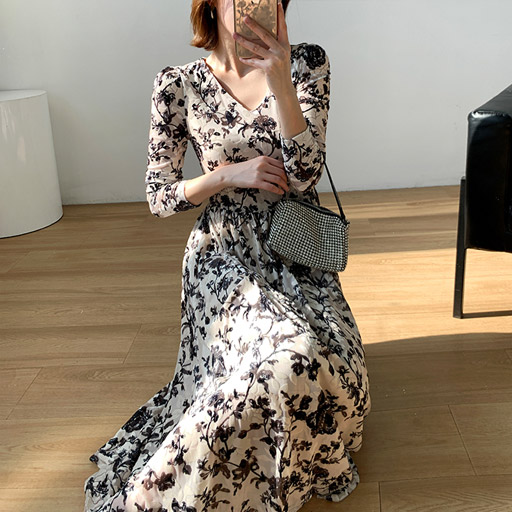 [수입] 마를렌 자가드 레이시 드레스