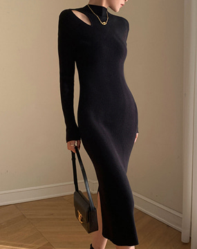 [수입] 레이린 하프넥 니트 드레스