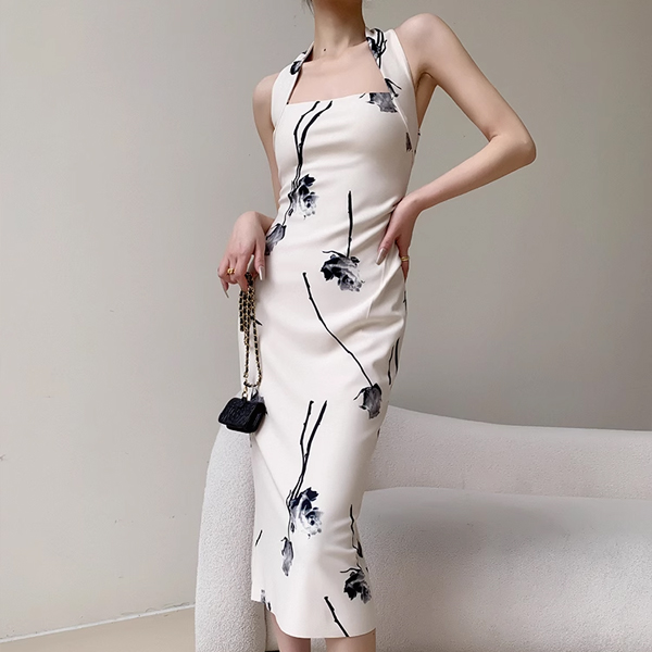 [수입] 노제 홀터넥 패턴 드레스