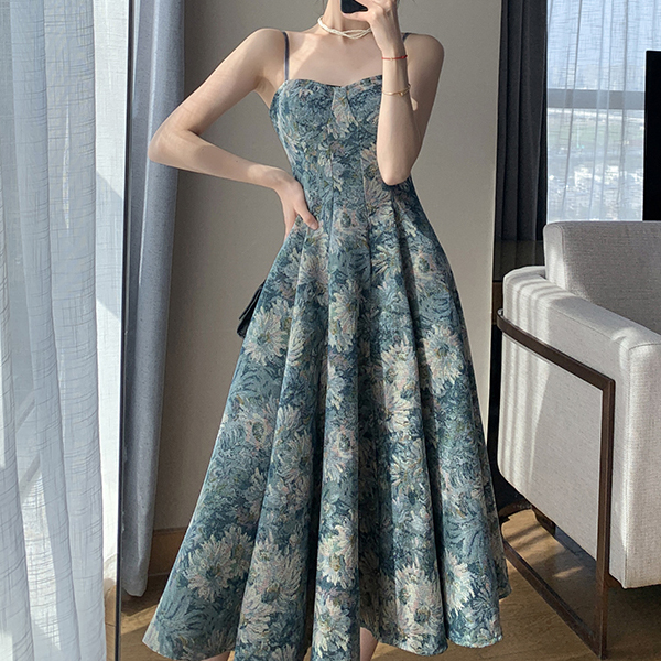 [수입] 윈트 플라워 자카드 드레스