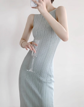 [수입] 루인 플리츠 슬림 드레스