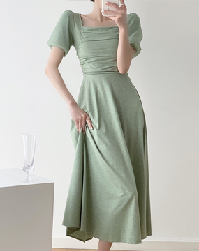 [수입] 하닉 퍼프 슬리브 드레스